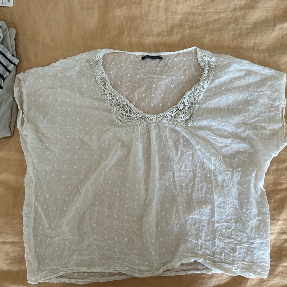 Velvet by Graham Spencer voile lace top, S